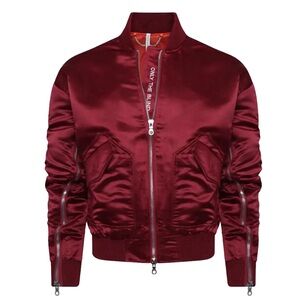ONLY THE BLIND • Signature Satin Wine Bomber Jacket Coat
